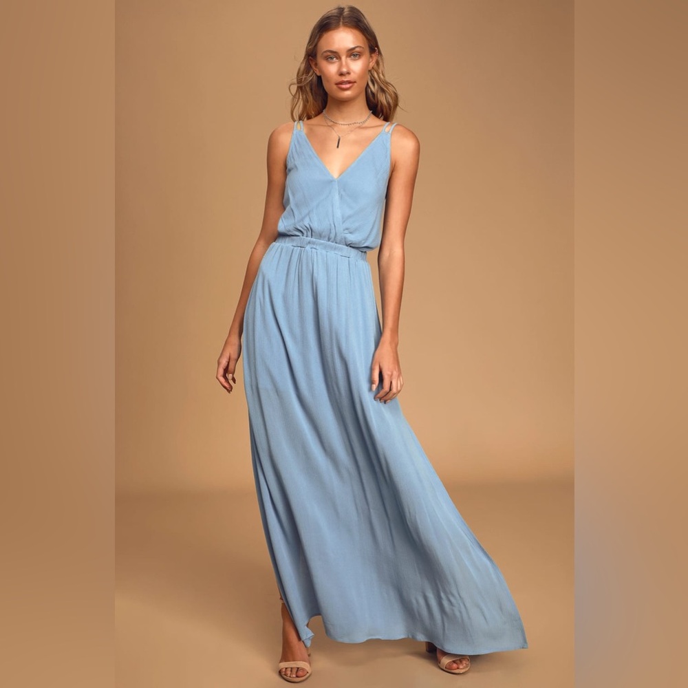 Lulus Lost in Paradise Slate Blue Maxi Dress - Picture 4 of 8